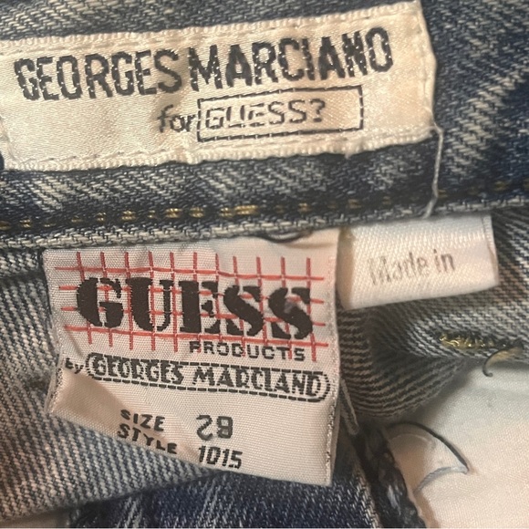 VINTAGE GUESS 90S HIGH RISE MOM JEANS LIGHT BLUE TRIANGLE LOGO ANKLE ZIPPERS - Picture 13 of 13